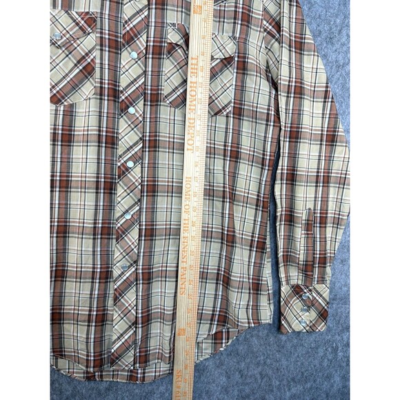 VINTAGE ATB Authentic Western Shirt Men's 15.5 Brown Outdoor Pearl Snap 34/35 - Picture 5 of 8